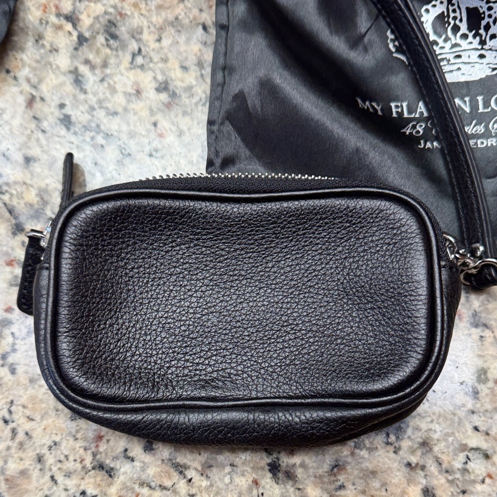 My Flat in London Black and Silver Embellished Wristlet and satin Bag - Picture 3 of 9